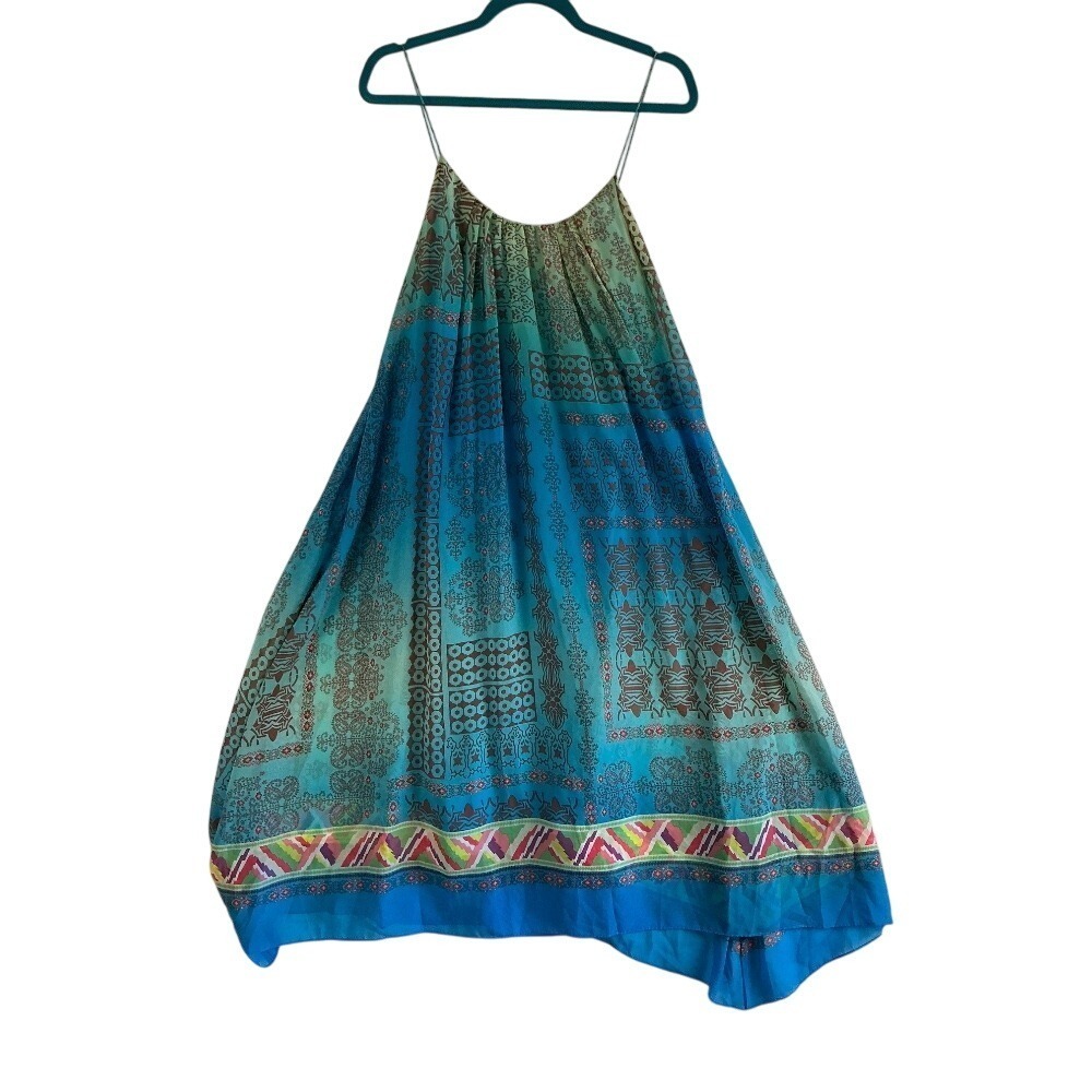 Boston Proper Dress‎ Women's 8 Bohemian Sleeveless Lined Blue Print